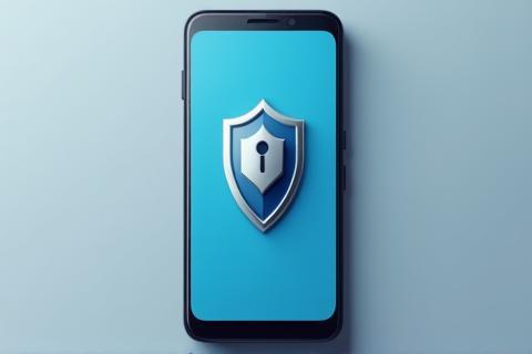 Smartphone with security shield icon