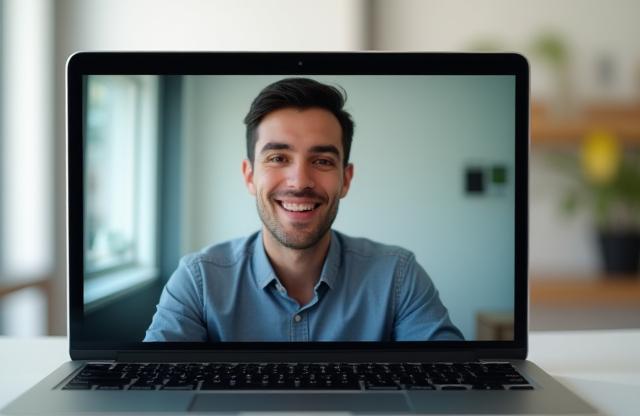 Person on a laptop in a video call